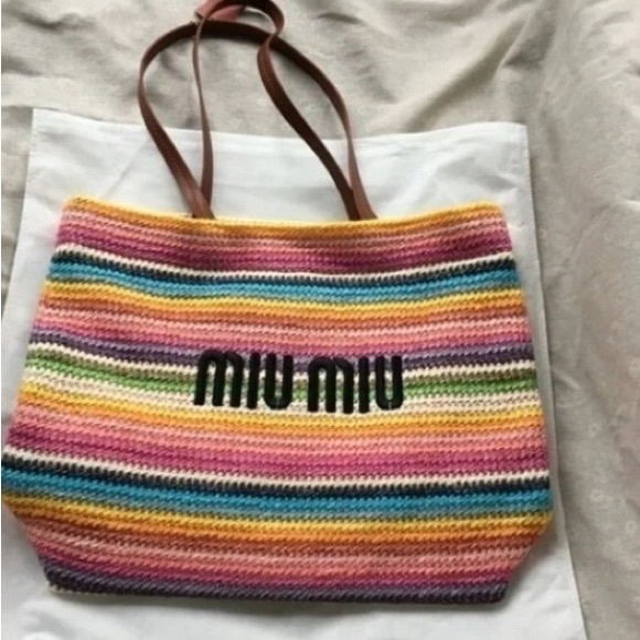 Miu Miu Embroidered Colorful Woven Bag